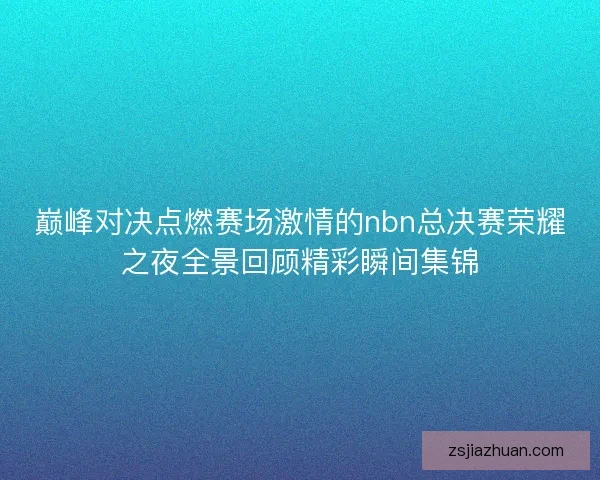巅峰对决点燃赛场激情的nbn总决赛荣耀之夜全景回顾精彩瞬间集锦